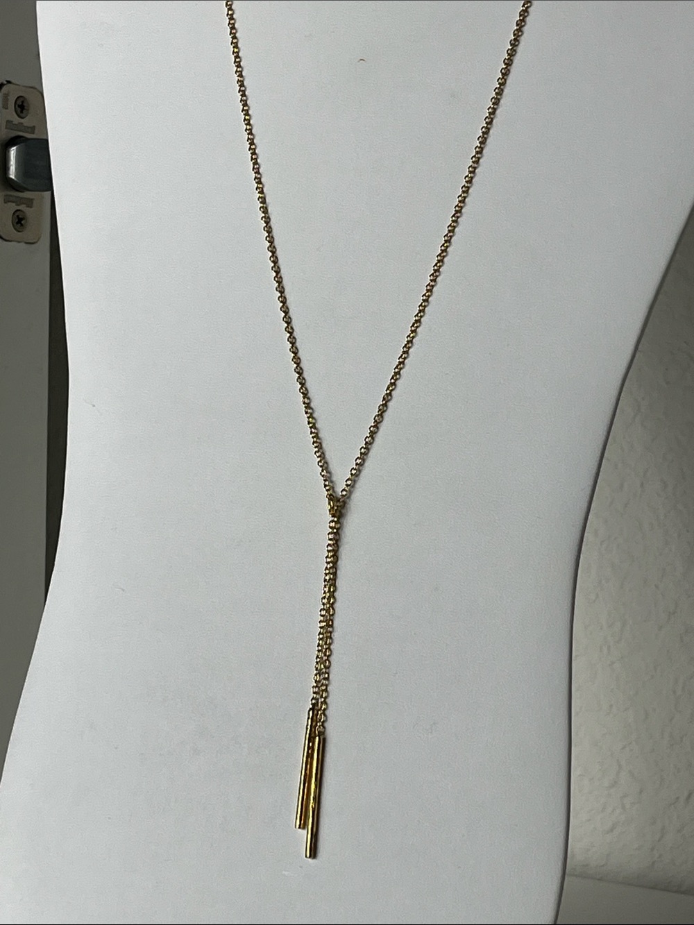 Elizabeth and James Gold Y Lariat Necklace with Bar Tassels